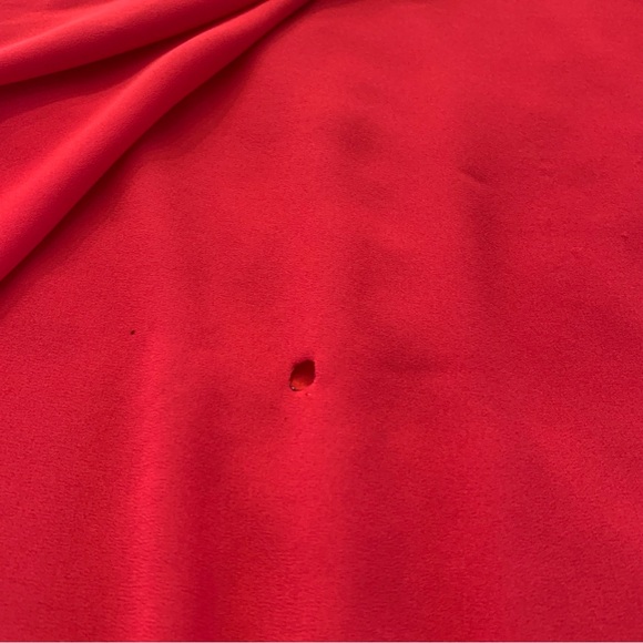 Vintage Red Dress with Lace Front, Sheer Long Sleeves (has hole) size Large . - Picture 9 of 16